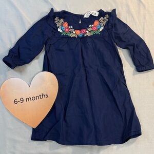 Beebay - long sleeve rayon  feel dress. Size 6-9 months
